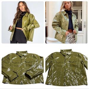 Princess Polly Starboy Green Vegan Leather Jacket MEDIUM/LARGE NWT
